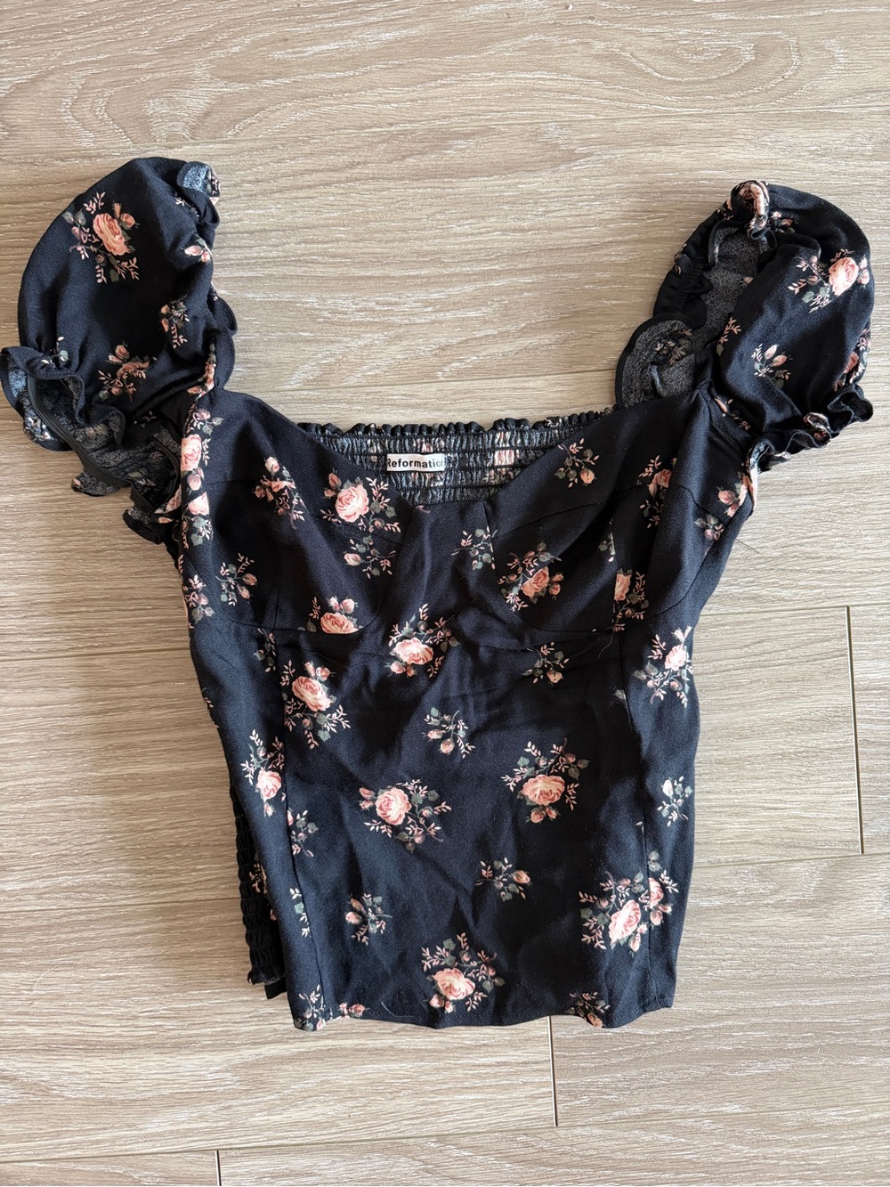 Reformation Jewel floral print bustier sweetheart top black floral size 6 - Picture 3 of 6